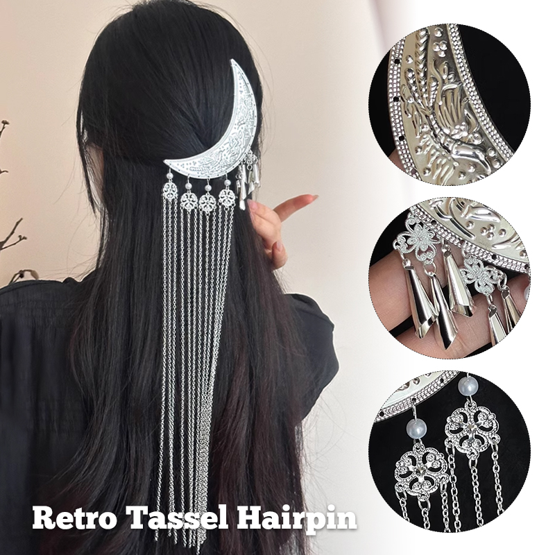Hanbok Hair Pin - Accesorios Hanfu, horquilla larga con borlas