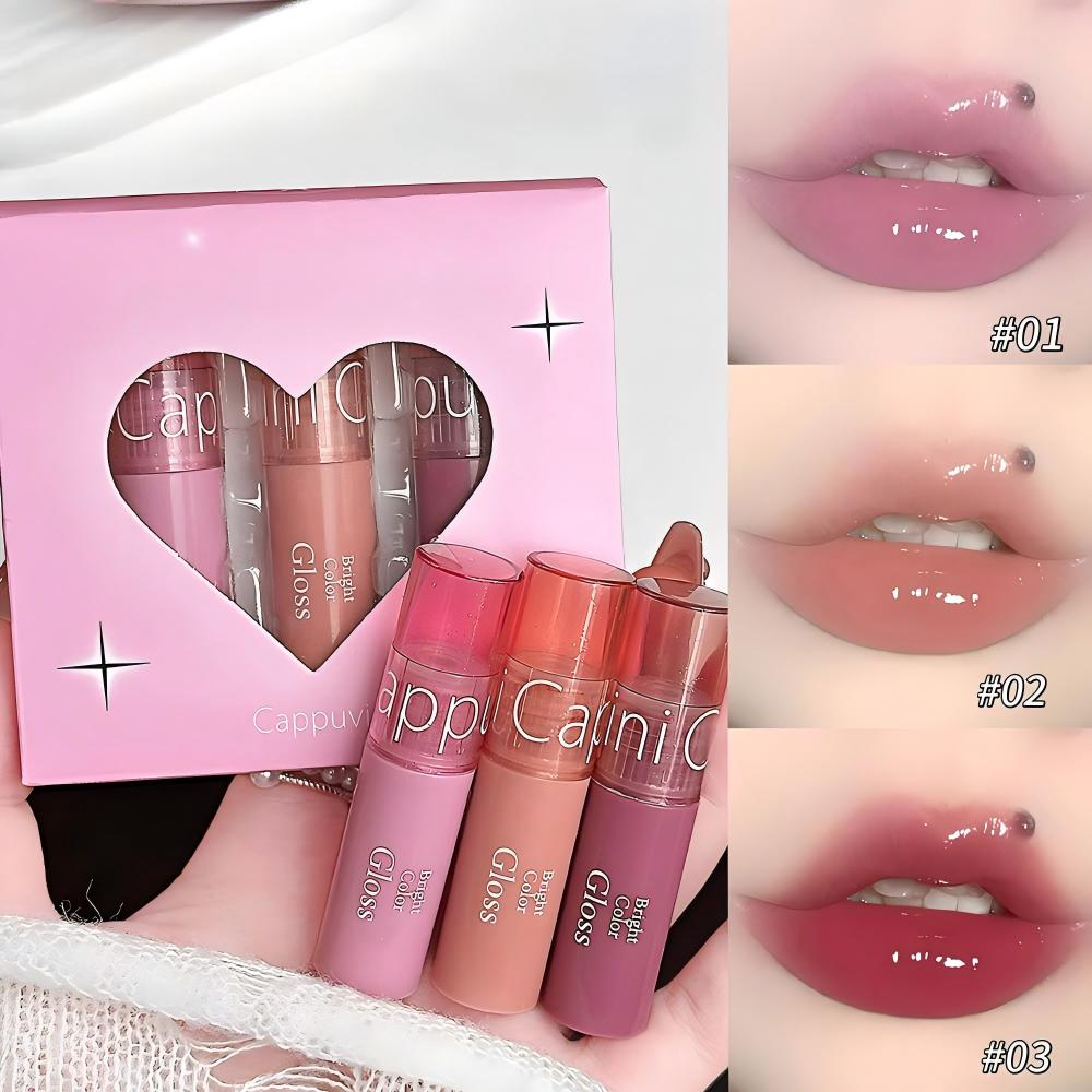 Lip Tint Korean - Juego de 3 brillos labiales Water