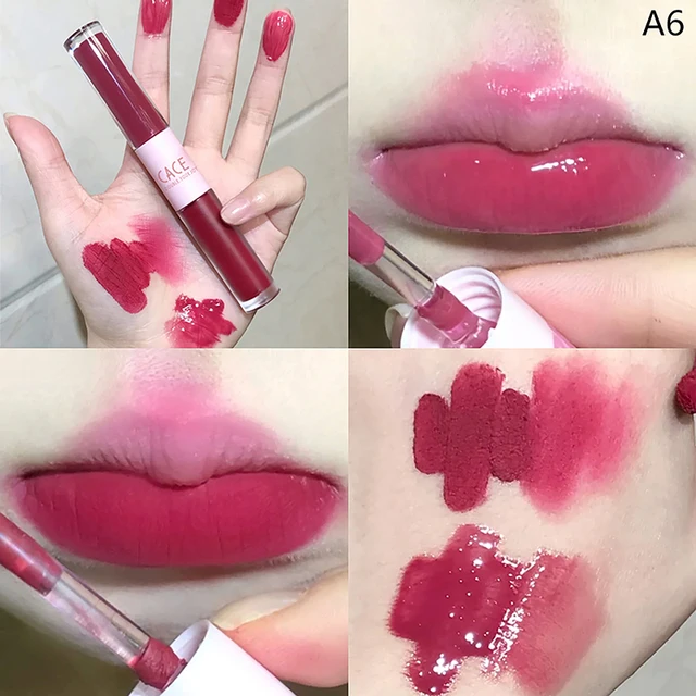 Lip Tint Korean - Brillo de labios de doble cabeza,