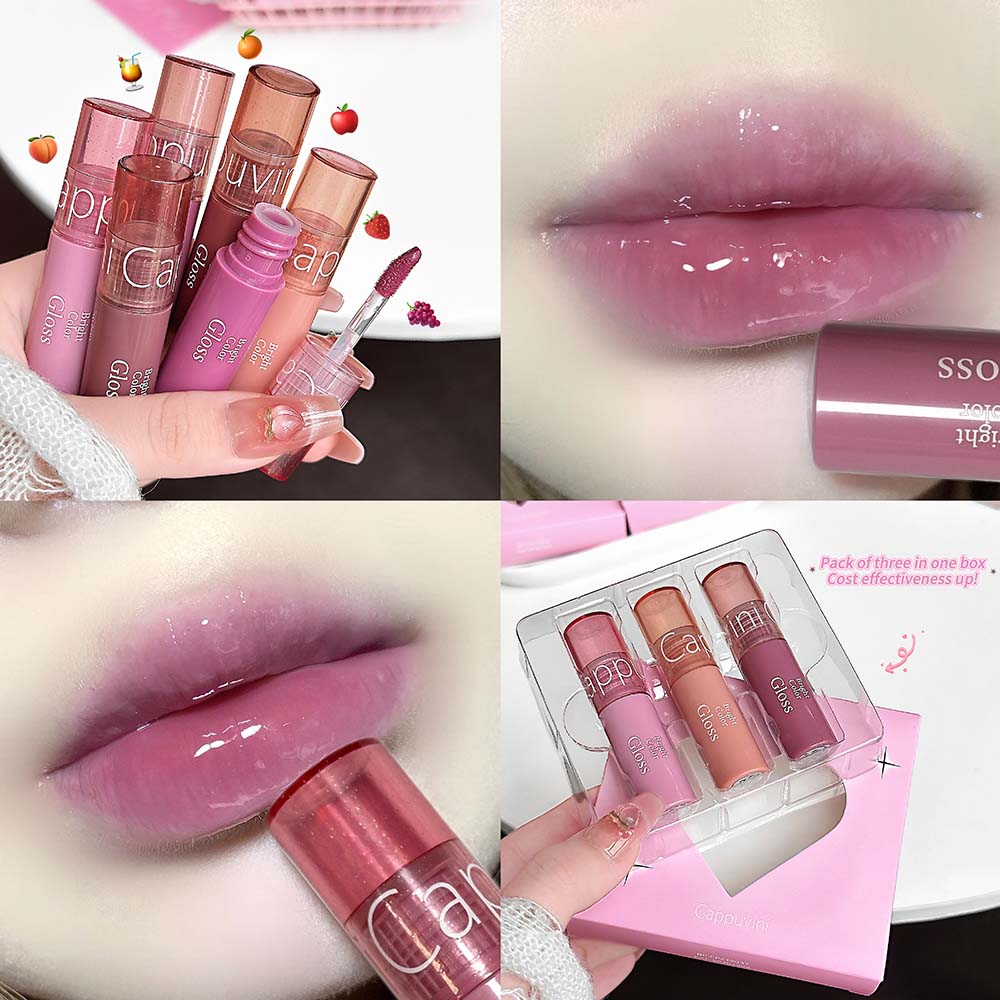 Juego de 3 brillos labiales Wa - Lip Tint Korean reseña y precio